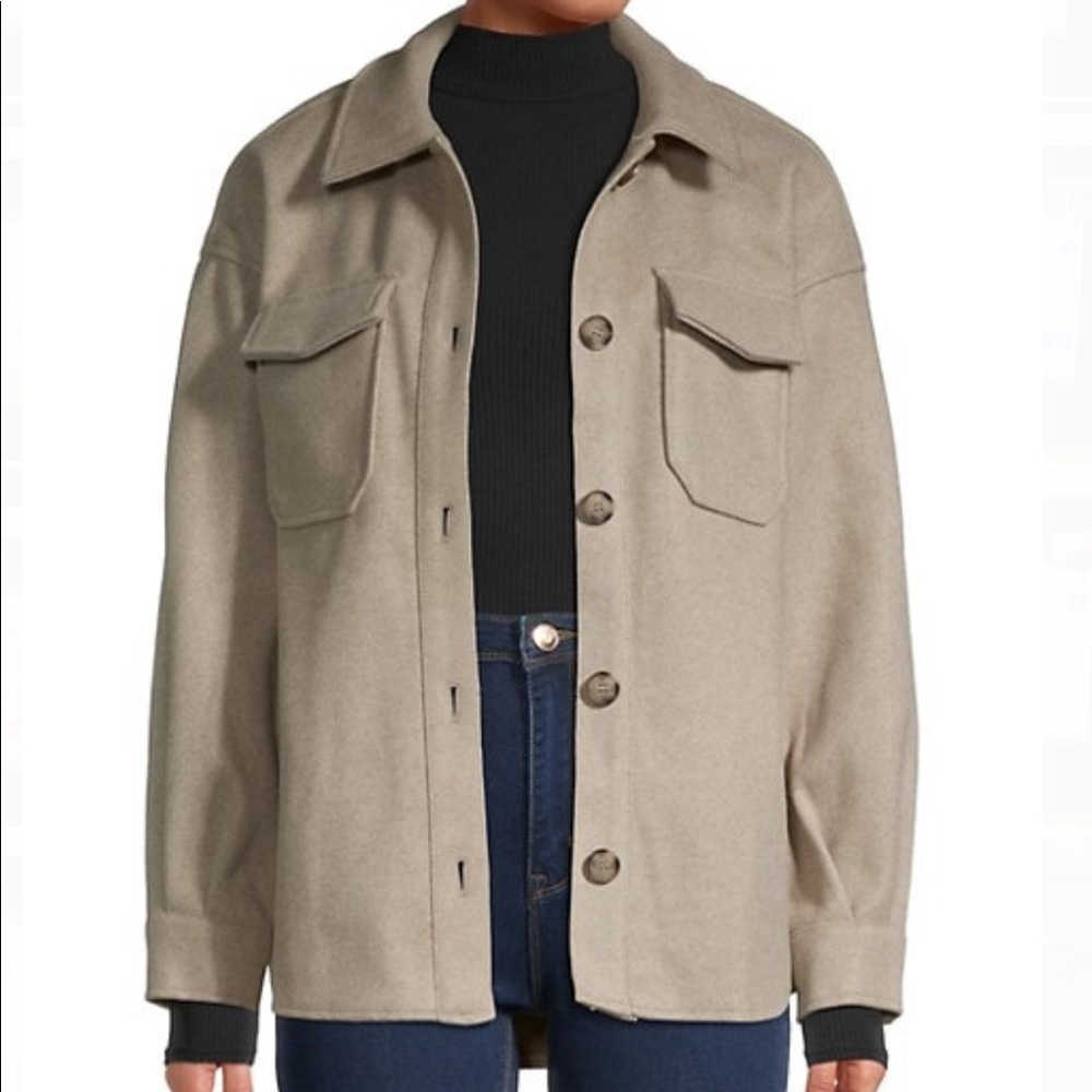 Avec Les Filles Boxy Shirt Jacket in Oatmeal